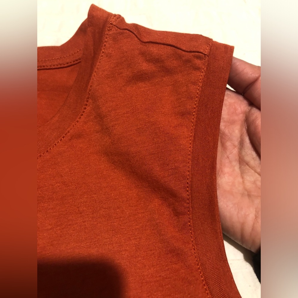 Quince Cotton Modal Muscle Tank T Shirt Burnt Sienna Orange Sleeveless Top sz S - Picture 5 of 8